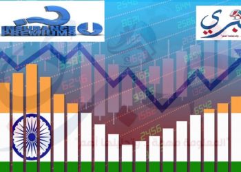 Flag of India on bar chart concept of economic recovery and business improving after crisis such as Covid-19 or other catastrophe as economy and businesses reopen again.