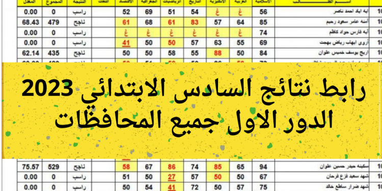 رابط نتائج السادس الابتدائي الدور الأول 2023 كركوك