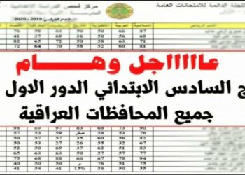 رابط نتائج السادس الابتدائي الدور الأول