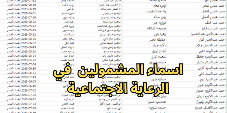 كشف أسماء المشمولين بالرعاية الاجتماعية الوجبة التاسعة بالعراق 2023