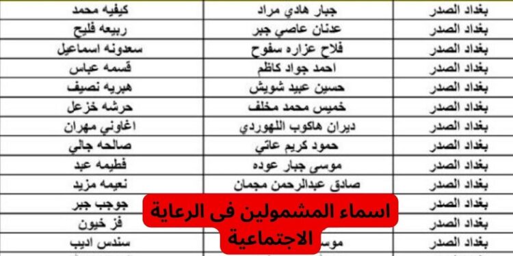 رابط الاستعلام عن أسماء المقبولين بالرعاية الاجتماعية بالعراق 2023 الوجبة التاسعة