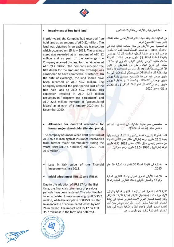 الاتحاد للتأمين تكشف القصة الكاملة لتراكم الخسائر واخر تطوراتها page 0002