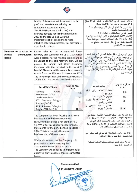 الاتحاد للتأمين تكشف القصة الكاملة لتراكم الخسائر واخر تطوراتها page 0003