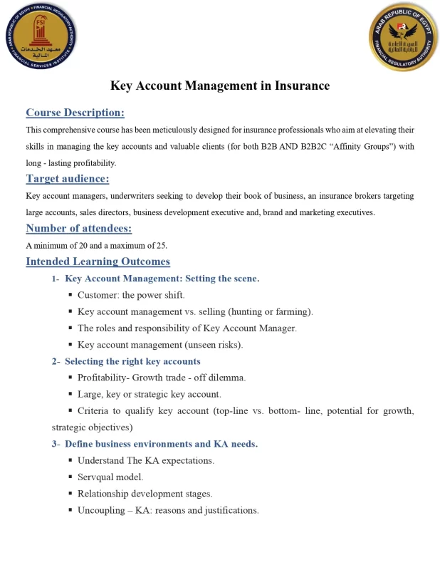 معهد الخدمات المالية يطلق برنامج إدارة كبار العملاء في التأمين page 0001